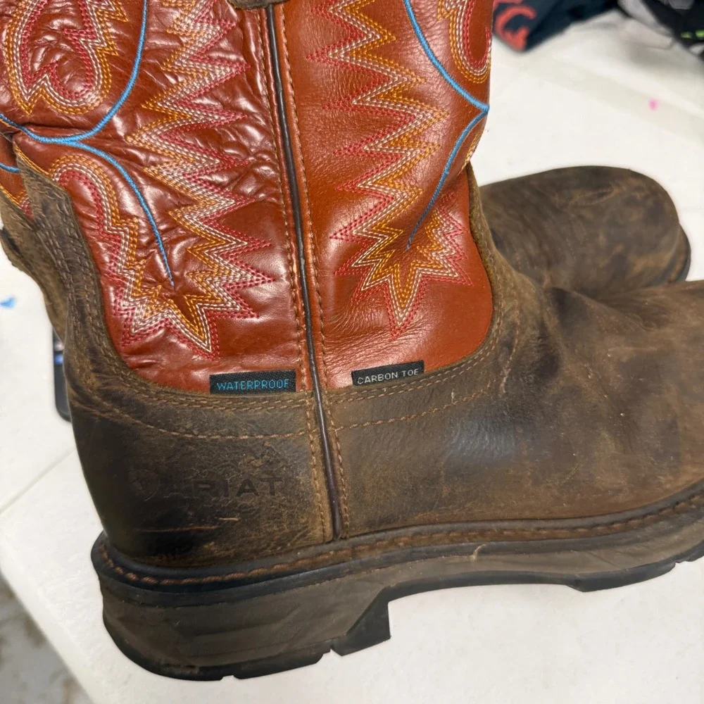 Ariat Work Hog‎ Boots Brown Orange Waterproof Carbon Toe ASTM F2413-11 11D